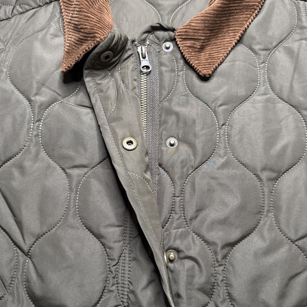 Old Navy Quilted Barn Chore Jacket Corduroy Collar Coat Womens Small Olive Green - Picture 6 of 8